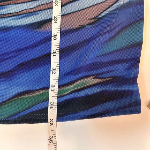 NWT PrettyLittleThing Tall BlueTextured Print Mesh CutOut Front Bodycon Dress 10 - Picture 8 of 16